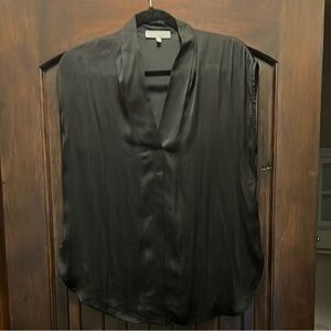 Fun 2 Fun Black Sleeveless Blouse with Mandarin Collar